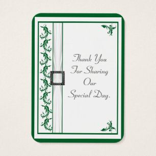 Plain green and white lace wedding thank you tag