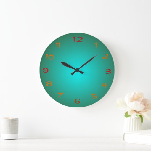 Plain Green/Aqua Illuminated Design>Kitchen Clocks Zazzle