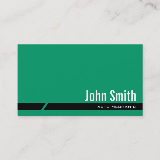 Plain Green Auto Mechanic Business Card (Front)