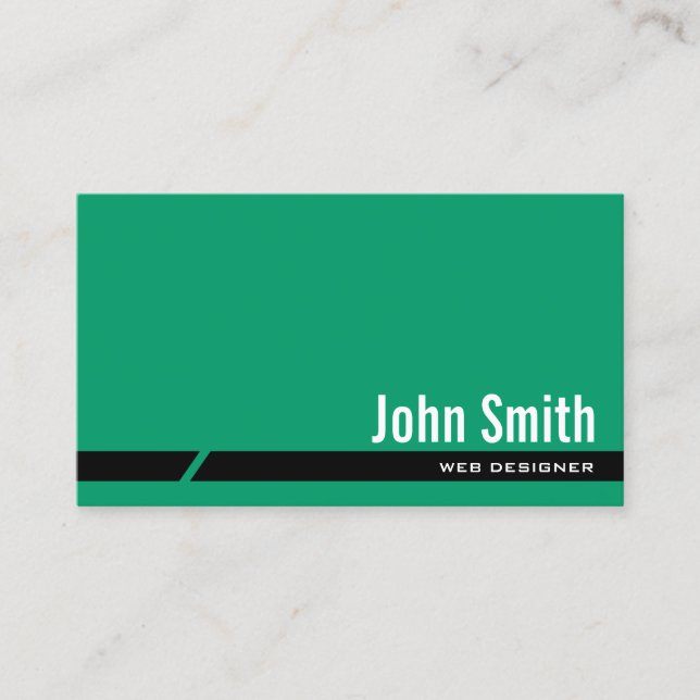 Plain Green Black Stripe Web Design Business Card (Front)