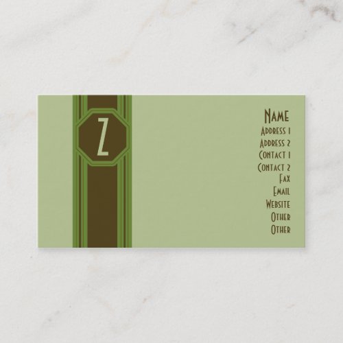Plain Green &amp; Brown Business Card