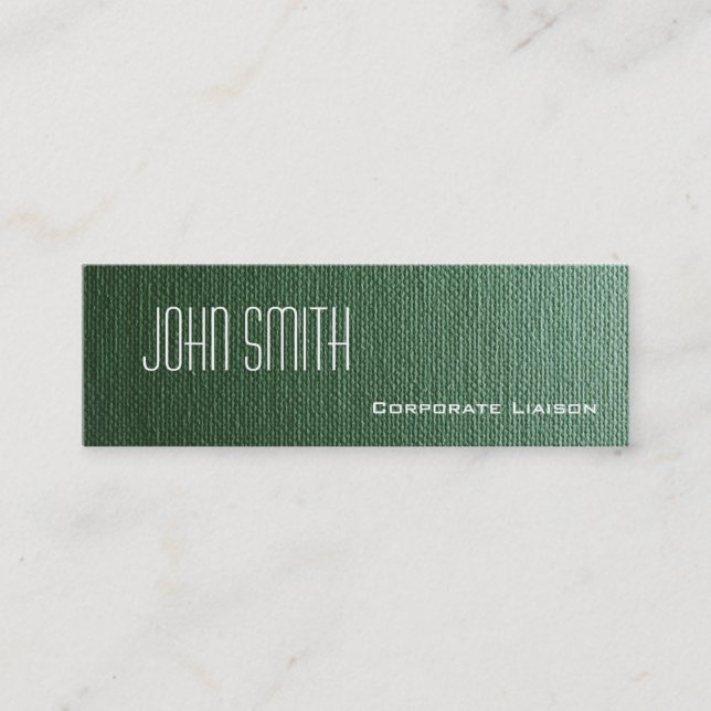 Plain Green Canvas Slim Modern Business Cards (Front)
