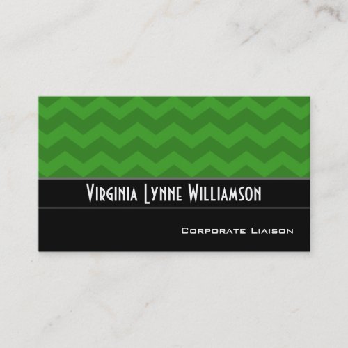 Plain Green Chevron Modern Business Cards