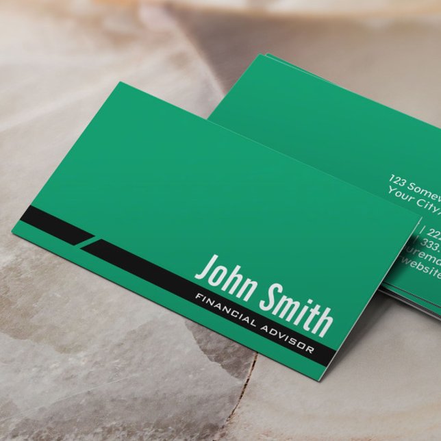 Plain Green Financial Advisor Business Card (Creator Uploaded)