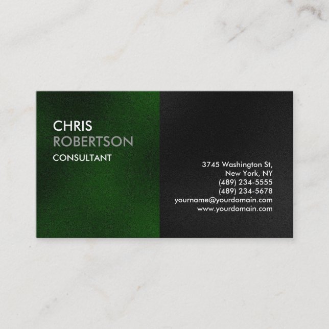 Plain Green Gray Attractive Charm Business Card (Front)