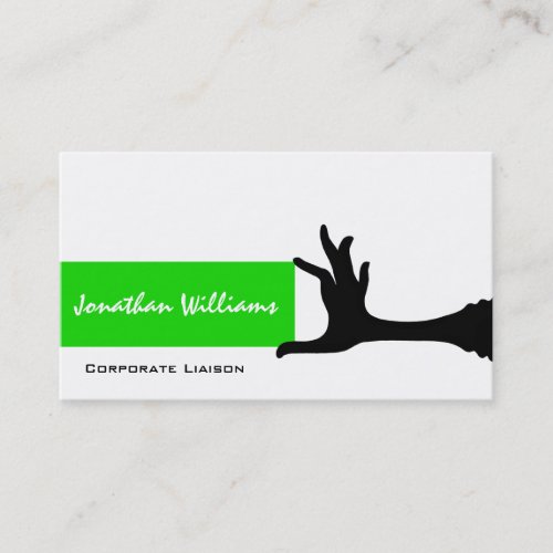 Plain Green Hand Modern Professional Business Card