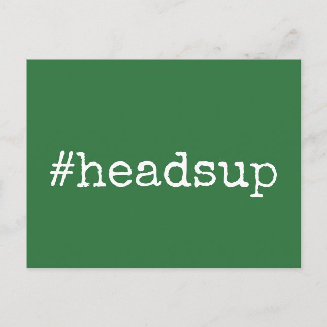 Plain Green Hashtag Headsup Postponed Wedding Postcard (Front)