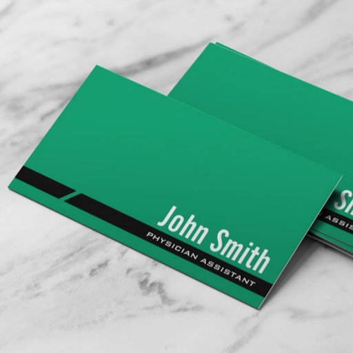 Customizable Plain Green Physician Assistant Business Card