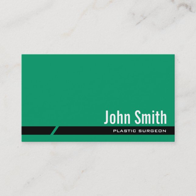 Plain Green Plastic Surgeon Business Card (Front)