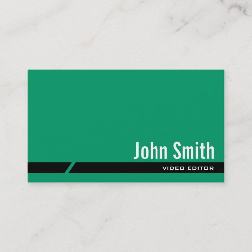 Customizable Plain Green Video Editor Business Card