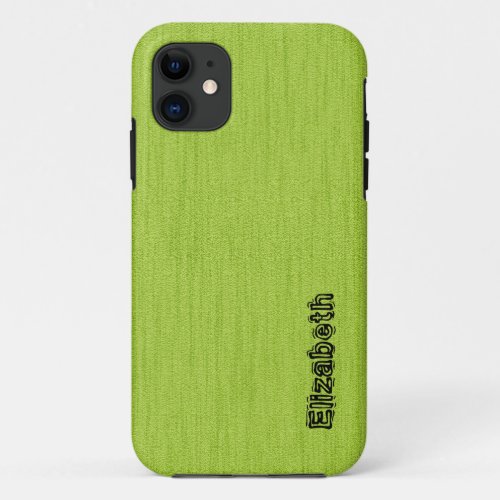 Plain Green with Wood Grain Monogram iPhone 11 Case