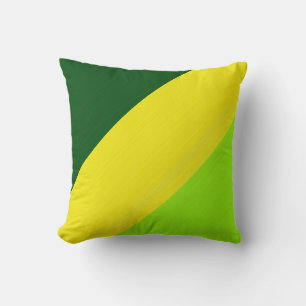 Plain green yellow lime retro stripes background 3 throw pillow