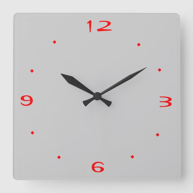 Plain Grey and Red > Kitchen Clocks (Front)