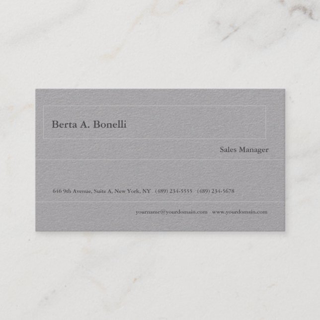 Plain Grey Minimalist Modern Business Card (Front)