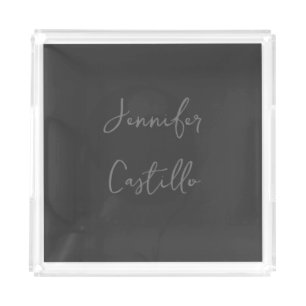 Plain Grey Minimalist Modern Calligraphy Acrylic Tray