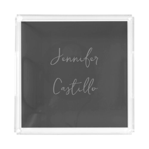 Plain Grey Minimalist Modern Calligraphy Acrylic Tray