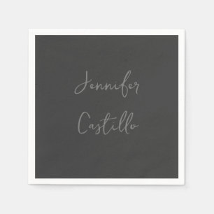 Plain Grey Minimalist Modern Calligraphy Napkins
