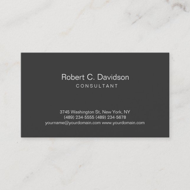 Plain Grey Modern Consultant Business Card (Front)