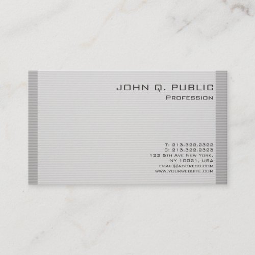 Plain Grey Striped Professional Stylish Design Business Card