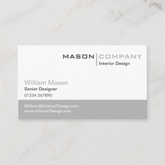Plain Grey & White Stylish Business Card (Front)