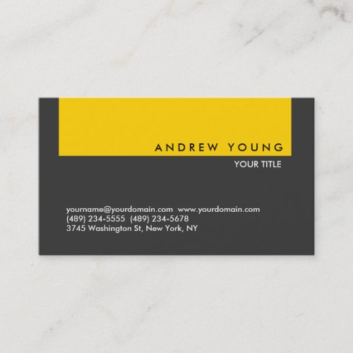 Plain Grey Yellow Professional Business Card