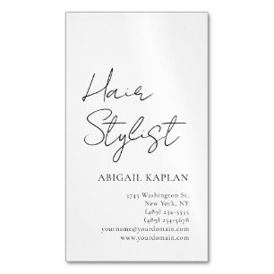 Plain Hair Stylist Modern Minimalist Elegant Business Card Magnet