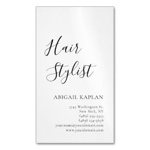 Plain Hair Stylist Modern Minimalist Elegant Business Card Magnet