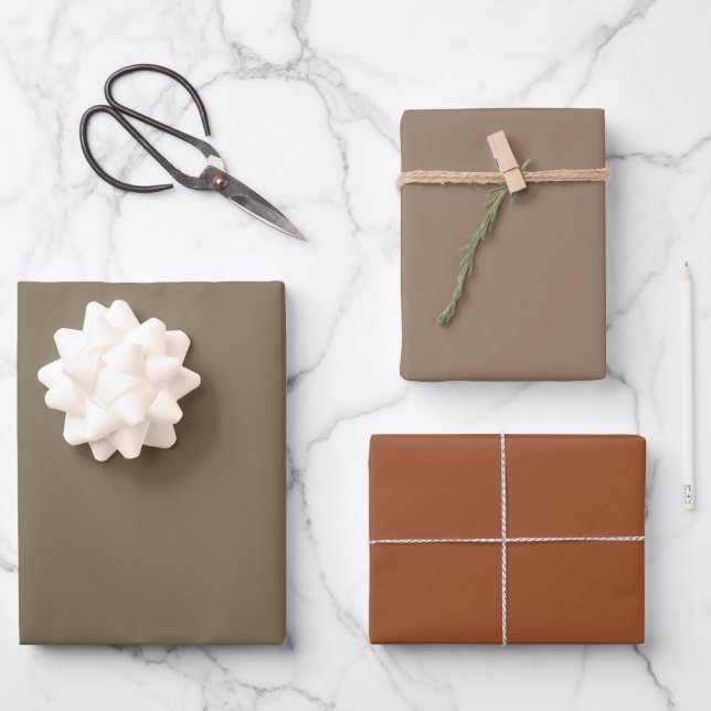 Plain Hawaiian Hardwood Brown Shades 3 Tones Wrapping Paper Sheets (Front)