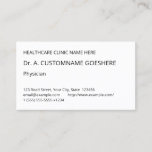 [ Thumbnail: Plain Health Care Specialist Business Card ]
