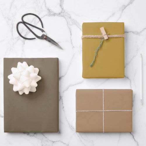 Plain Honey Iced Coffee Brown Shades 3 Tones Wrapping Paper Sheets