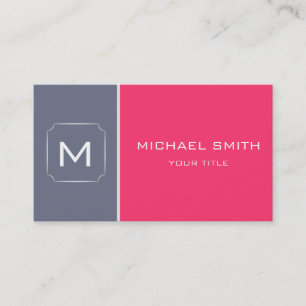 Plain Hot Pink & Gray Elegant Professional Modern Business Card