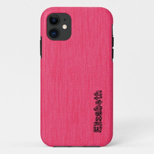 Plain Hot Pink with Wood Grain Monogram iPhone 11 Case
