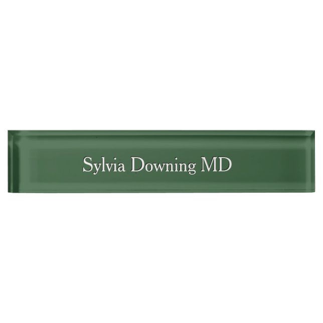 Plain Hunter Green Name and Title Name Plate (Front)