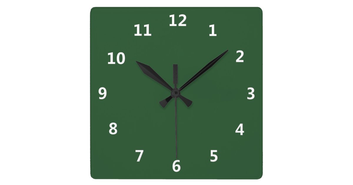 Plain Hunter Green Square Wall Clock