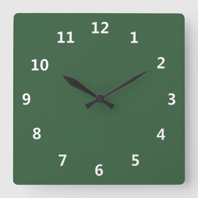 Plain Hunter Green Square Wall Clock (Front)