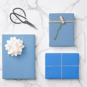 Plain Iceberg Frost French Blue Shades 3 Tones Wrapping Paper Sheets