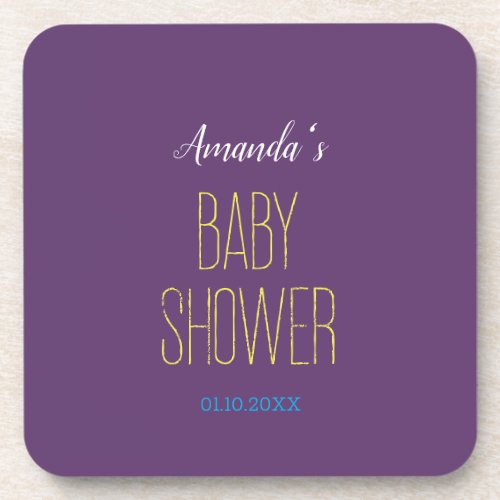 Plain Indigo Yellow Modern Minimalist Baby Shower Beverage Coaster