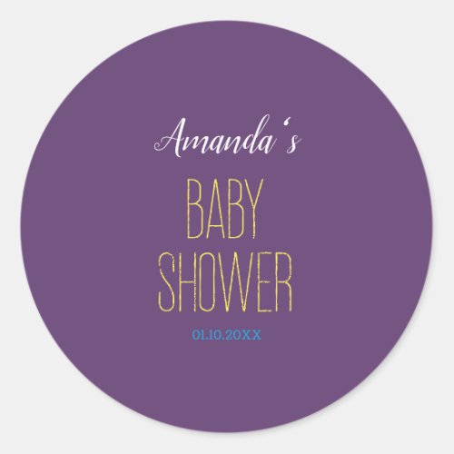 Plain Indigo Yellow Modern Minimalist Baby Shower Classic Round Sticker