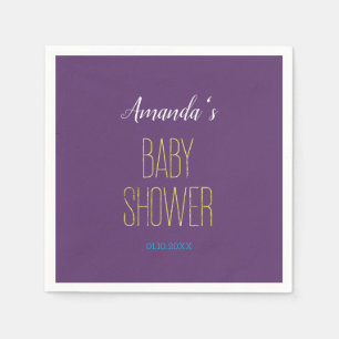 Plain Indigo Yellow Modern Minimalist Baby Shower Napkins