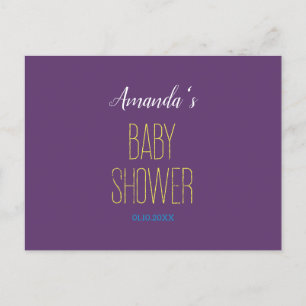 Plain Indigo Yellow Modern Minimalist Baby Shower Postcard