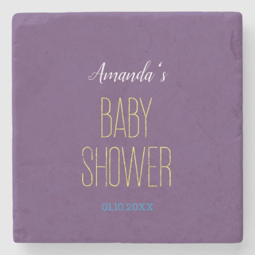 Plain Indigo Yellow Modern Minimalist Baby Shower Stone Coaster