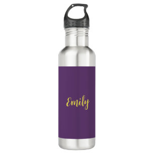 Plain Indigo & Yellow Modern Minimalist Stainless Steel Water Bottle