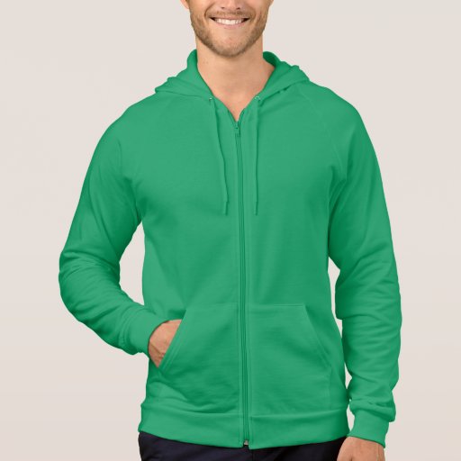 Plain kelly green fleece zip hoodie for men | Zazzle