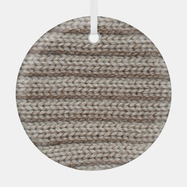 Plain knitted fabric, brown texture. glass ornament (Front)