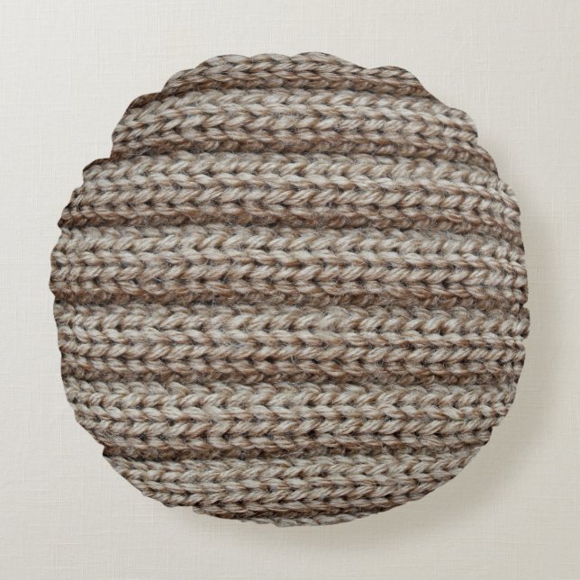 Plain knitted fabric, brown texture. round pillow (Front)