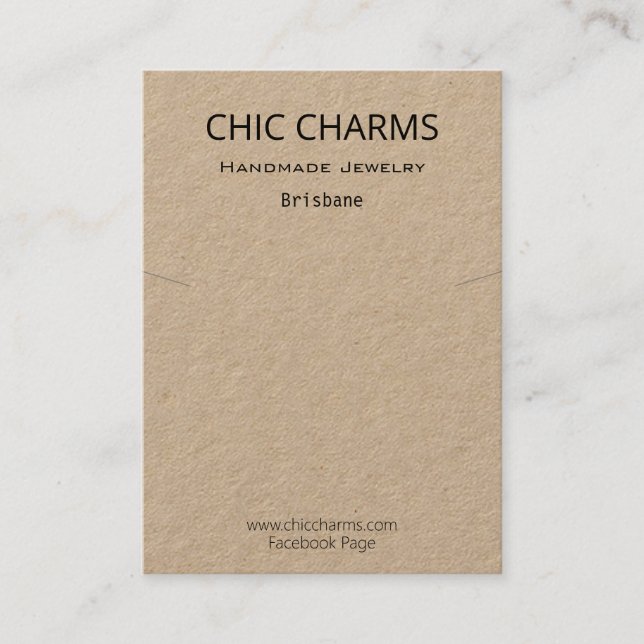 Plain Kraft Necklace Charm Pendant Holder Display Business Card (Front)