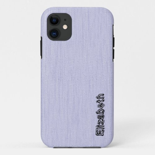 Plain Lavender Mist with Wood Grain Monogram iPhone 11 Case