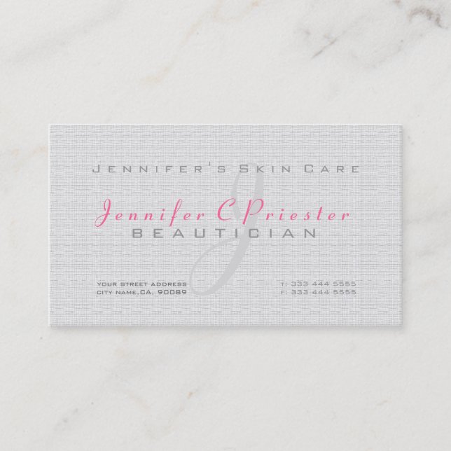 Plain Light GraySimple Burlap Linen Texture Business Card (Front)