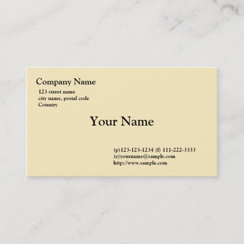 plain, light yellow business card template