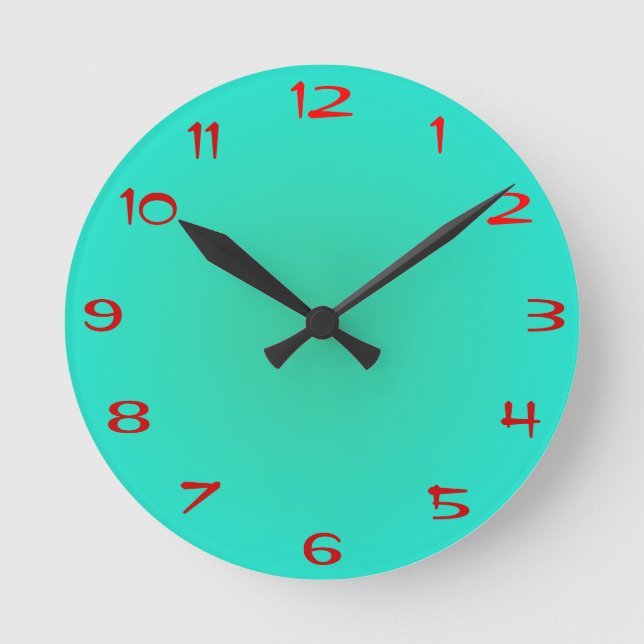 Plain Lime Warm Green >Kitchen Clock with Numbers (Front)